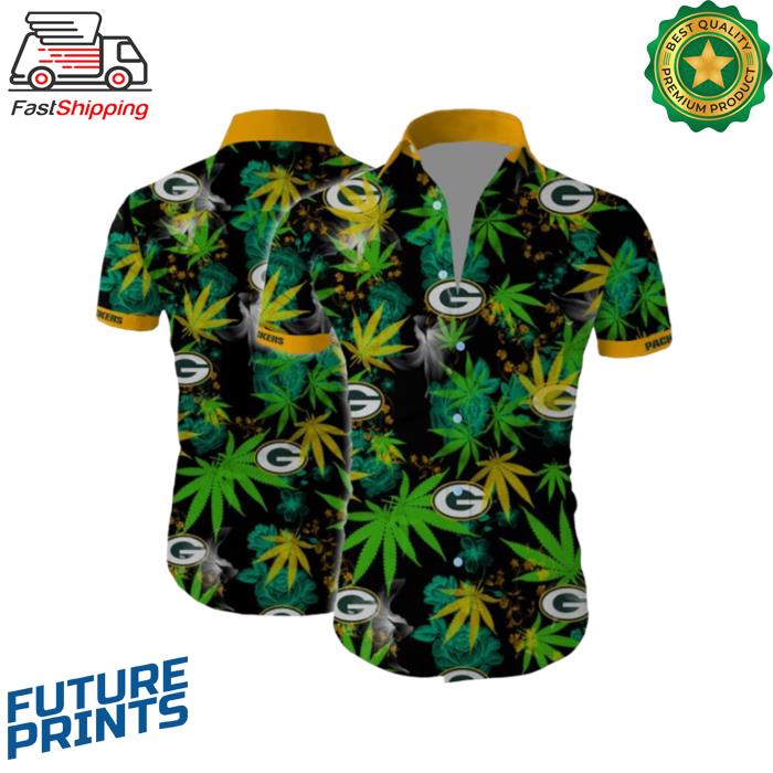 Green bay packers cannabis Summer Short Sleeve Hawaiian Shirt