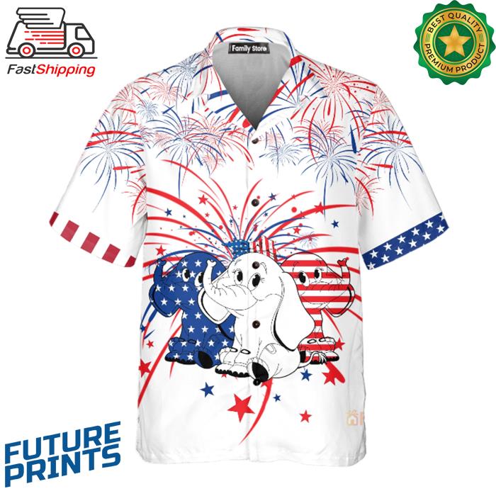 Independence Day ELephant 3D Hawaiian Shirt